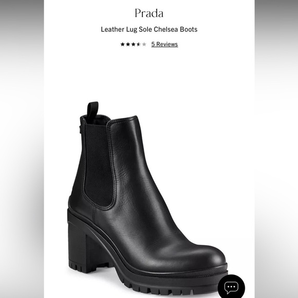 Prada Black leather Lug sole logo Chelsea Boots block heel EU 38.5 - Picture 2 of 16